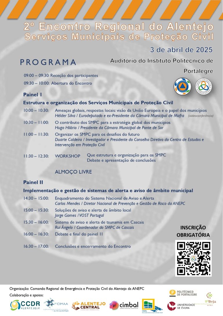Programa do 2.º Encontro de Serviços Municipais de Proteção Civil do Alentejo